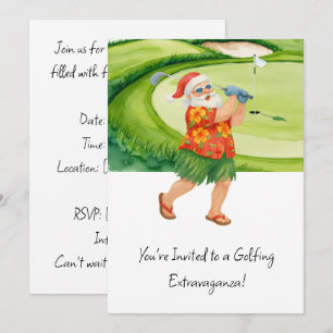 Convite Golf Santa Claus jogando golfe no verão