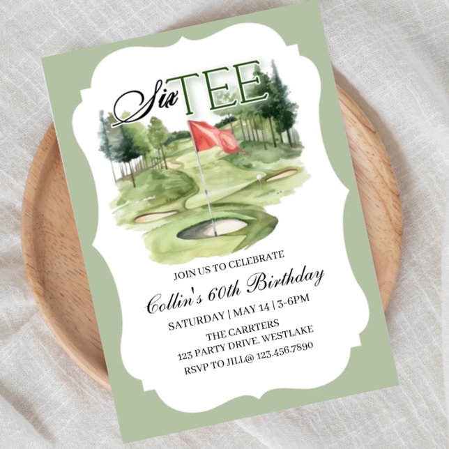 Convite Golf SIX-TEE Birthday, 60, Golf Birthday,   (Criador carregado)