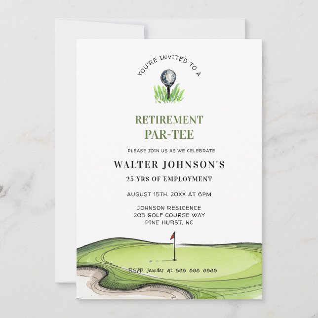Convite Golf Themed retirement PAR- TEE  (Frente)