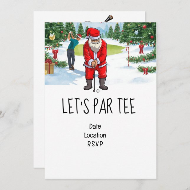 Convite Golf Vamos Par Tear Festa de Natal para Golfe (Frente/Verso)