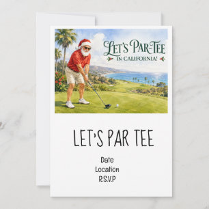 Convite Golf Vamos Par tee festa de Natal Califórnia