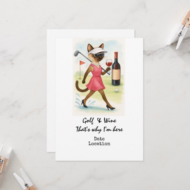 Convite Golf Wine Tasting Event Invitation  (Frente/Verso In Situ)