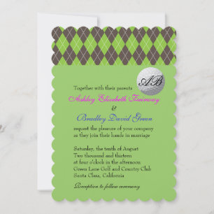 Convite Golfball de Argyle que Golfing o casamento verde