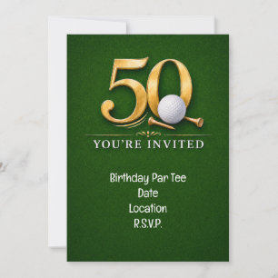 Convite Golfe Aniversário de 50 anos com golfe em grama ve