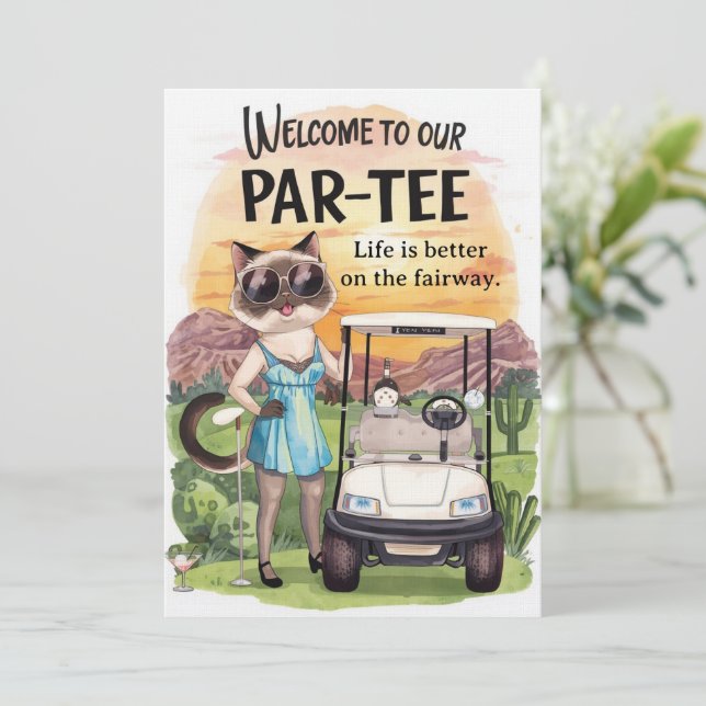 Convite Golfe Bem-vindo à casa do golfista  PARA coquetel  (Em pé/Frente)