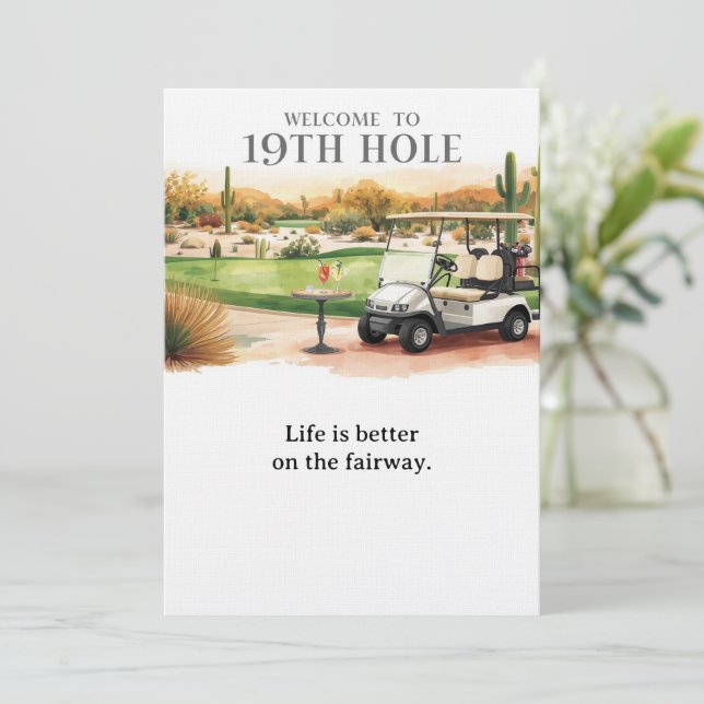 Convite Golfe Bem-vindo à casa do golfista  PARA coquetel  (Em pé/Frente)