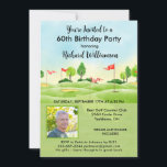 Convite Golfe de Fotografia Festa de aniversário Masculina<br><div class="desc">Este festivo e colorido 60º Convite de aniversário tem um tema Golfe e é perfeito para um Golfe. Ele apresenta um carrinho de golfe com Golf Clubs em um Curso de Golfe, muito para personalizar para se adequar ao seu evento, assim como a uma foto. Nós temos todos os ingredientes...</div>