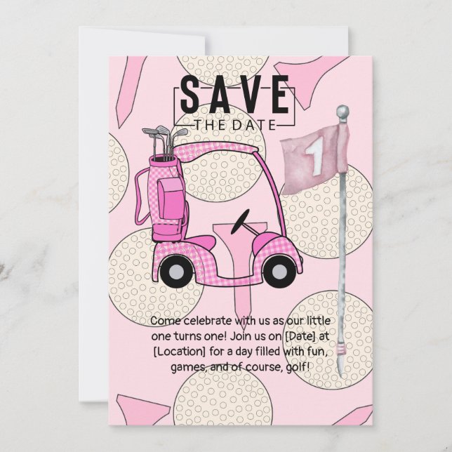 Convite Golfe de primeiro aniversario de um ano de idade c (Frente)