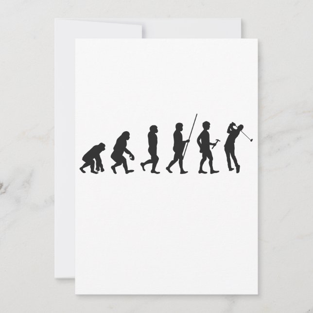 Convite Golfe Divertido Evolução do Homem História do Golf (Frente)