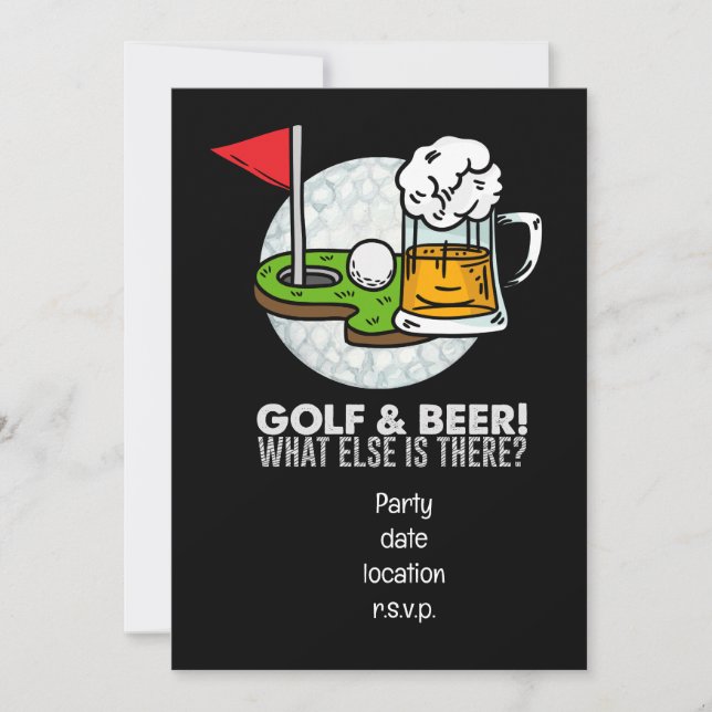 Convite Golfe e Beer Party para golfe (Frente)