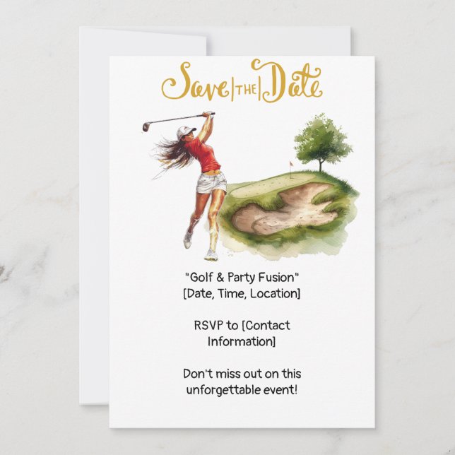 Convite Golfe é golfista em verde (Frente)