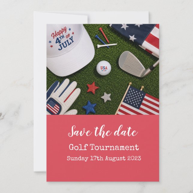 Convite Golfe Salve a Data com tema americano (Frente)