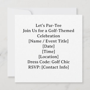 Convite Golfe Vamos começar com bandeira de golfe no verde