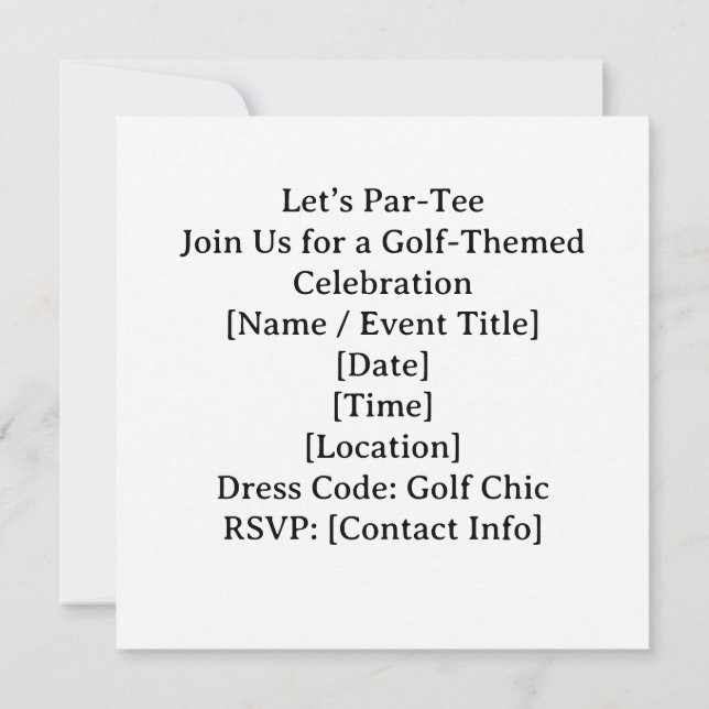 Convite Golfe Vamos começar com bandeira de golfe no verde (Verso)