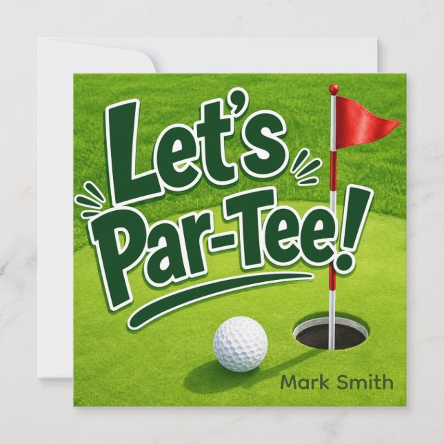 Convite Golfe Vamos Festa do Green de Putting Par-Tee (Frente)