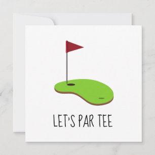 Convite Golfe Vamos Par tee com bandeira de golfe no verde