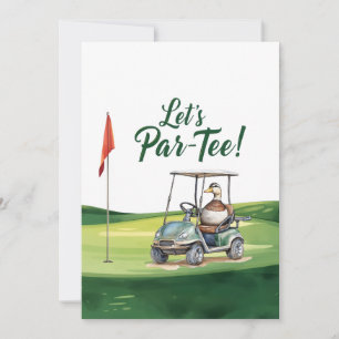 Convite Golfe Vamos Par tee com bandeira de golfe no verde