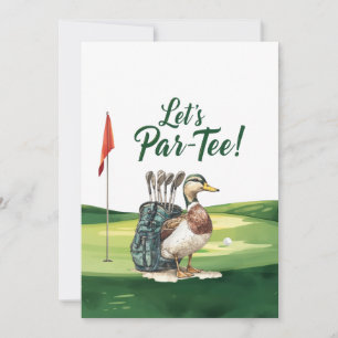 Convite Golfe Vamos Par tee com bandeira de golfe no verde