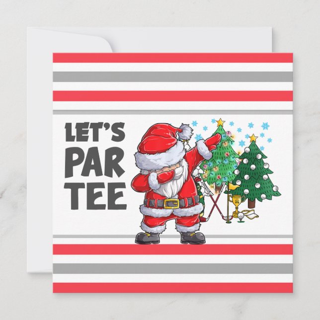 Convite Golfeando com o Papai Noel Vamos Par Tee Festa (Frente)