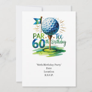 Convite Golfer 60º Aniversário com bola de golfe no tee