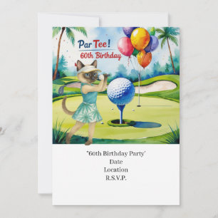 Convite Golfer 60º Aniversário com bola de golfe no tee