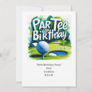 Convite Golfer 60º Aniversário com bola de golfe no tee