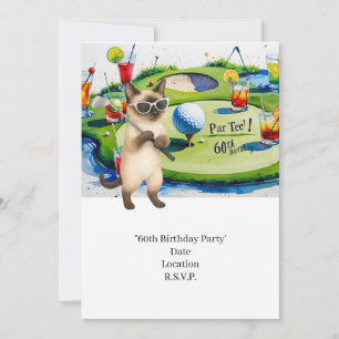 Convite Golfer 60º Aniversário com bola de golfe no tee