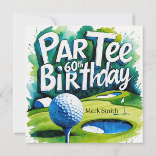 Convite Golfer 60º Aniversário com bola de golfe no tee