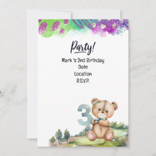 Convite Golfer aniversário de 3 anos Salve o Dativista