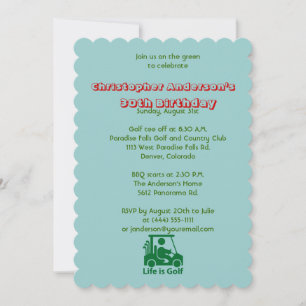 Convite Golfer Golf Golfe Ball and Flag aniversário de 30 