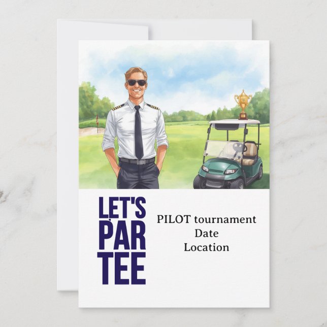Convite GOLFER Pilot Aviation Industry Golfer  (Frente)