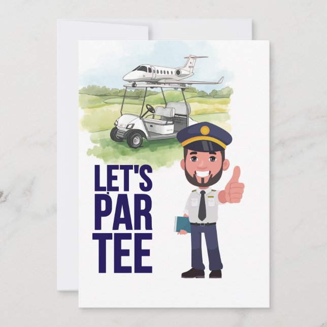 Convite GOLFER Pilot Aviation Industry Golfer  (Frente)