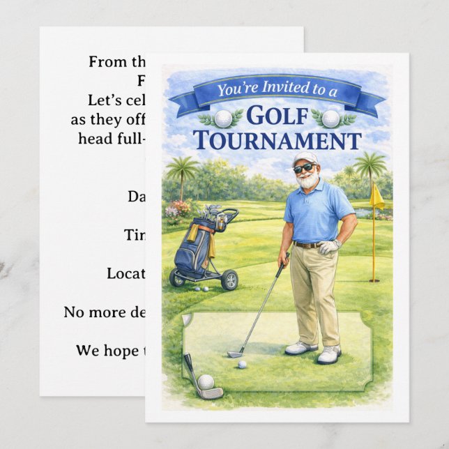 Convite Golfer Retirement Party  (Frente/Verso)