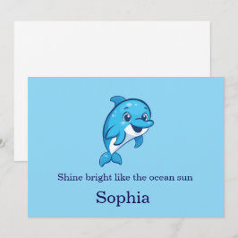 Convite Golfim Azul Feliz e Fofo Desenho de Criatura Marin