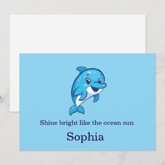 Convite Golfim Azul Feliz e Fofo Desenho de Criatura Marin