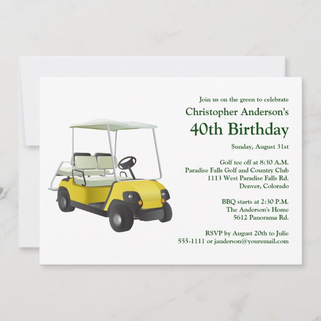 Convite Golfing do aniversário de 40 anos do golfe (Frente)