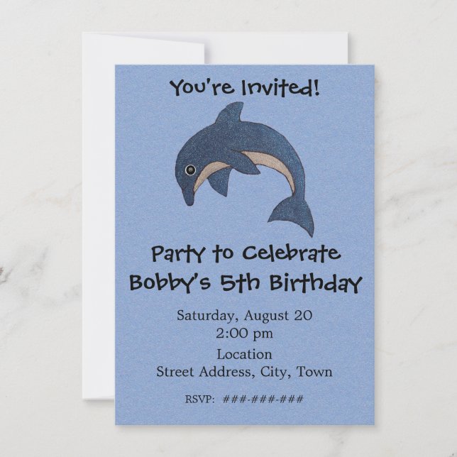 Convite Golfinho de Festa de aniversário personalizado (Frente)