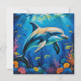 Convite Golfinho de Pintura de Petróleo