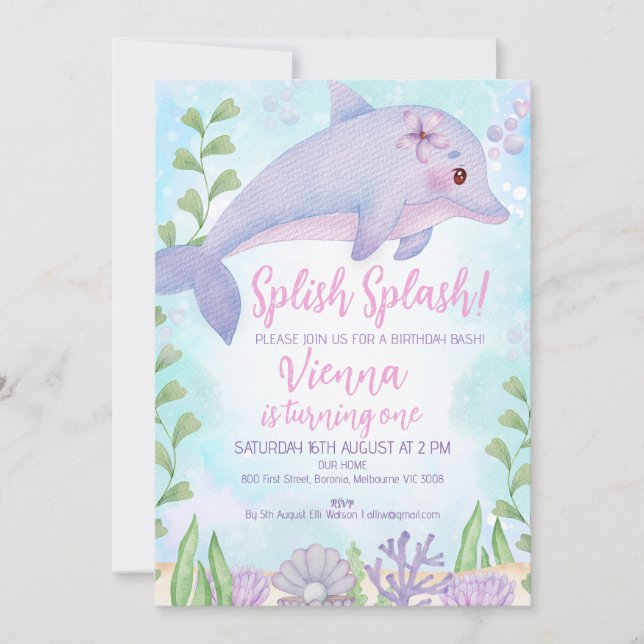 Convite Golfinho sob o primeiro aniversario do mar (Frente)