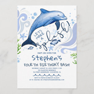 Convite Golfinho Splash   Piscina de Verão