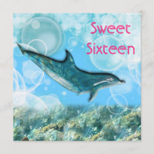 Convite Golfinho tropical da festa de aniversário de prai