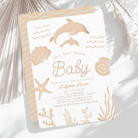 Golfinhos e Seashell Sea Você Logo Tan Chá de fral