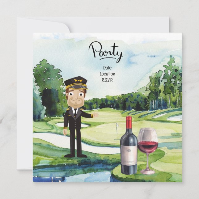 Convite Golfista na indústria da aviação piloto na bola de (Frente)