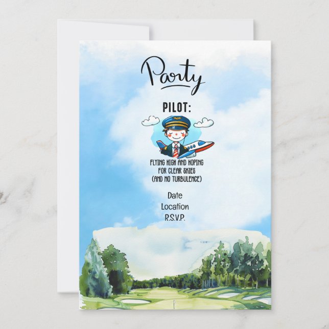 Convite Golfista na indústria da aviação piloto na bola de (Frente)