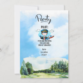 Convite Golfista na indústria da aviação piloto na bola de