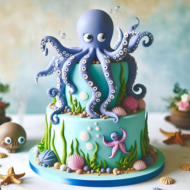 CONVITE GOLPE DE ANIVERSÁRIO DE OCTOPUS AZUL (Criador carregado)