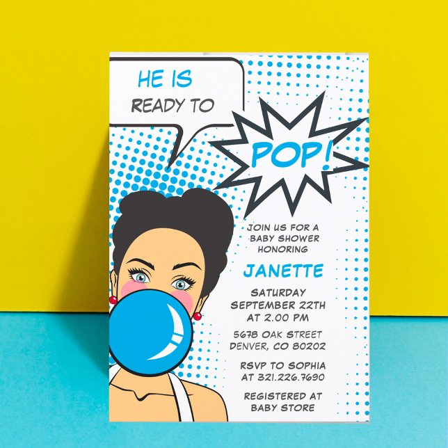 Convite Goma-bolha pronta para o Chá de fraldas da Pop (Criador carregado)