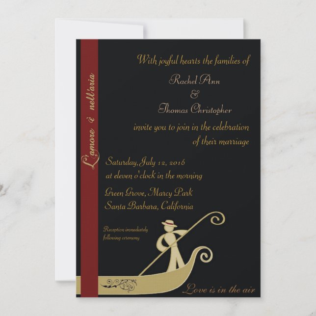 Convite Gôndola - o amor está no ar (Frente)