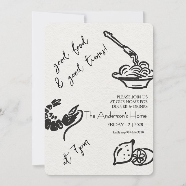 Convite Good Food & Good Times Thanksgiving (Frente)