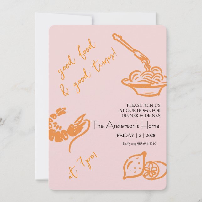 Convite Good Food & Good Times Thanksgiving (Frente)